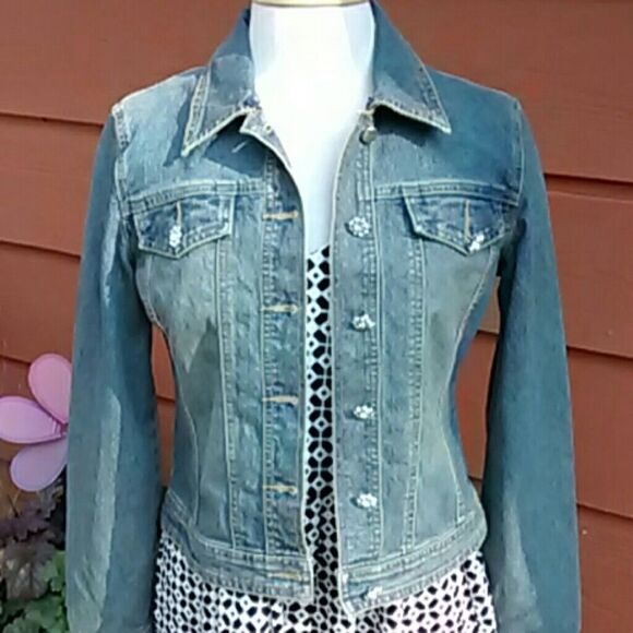 INC Embellished Denim Jacket Western Coastal Cowgirl - Picture 1 of 6